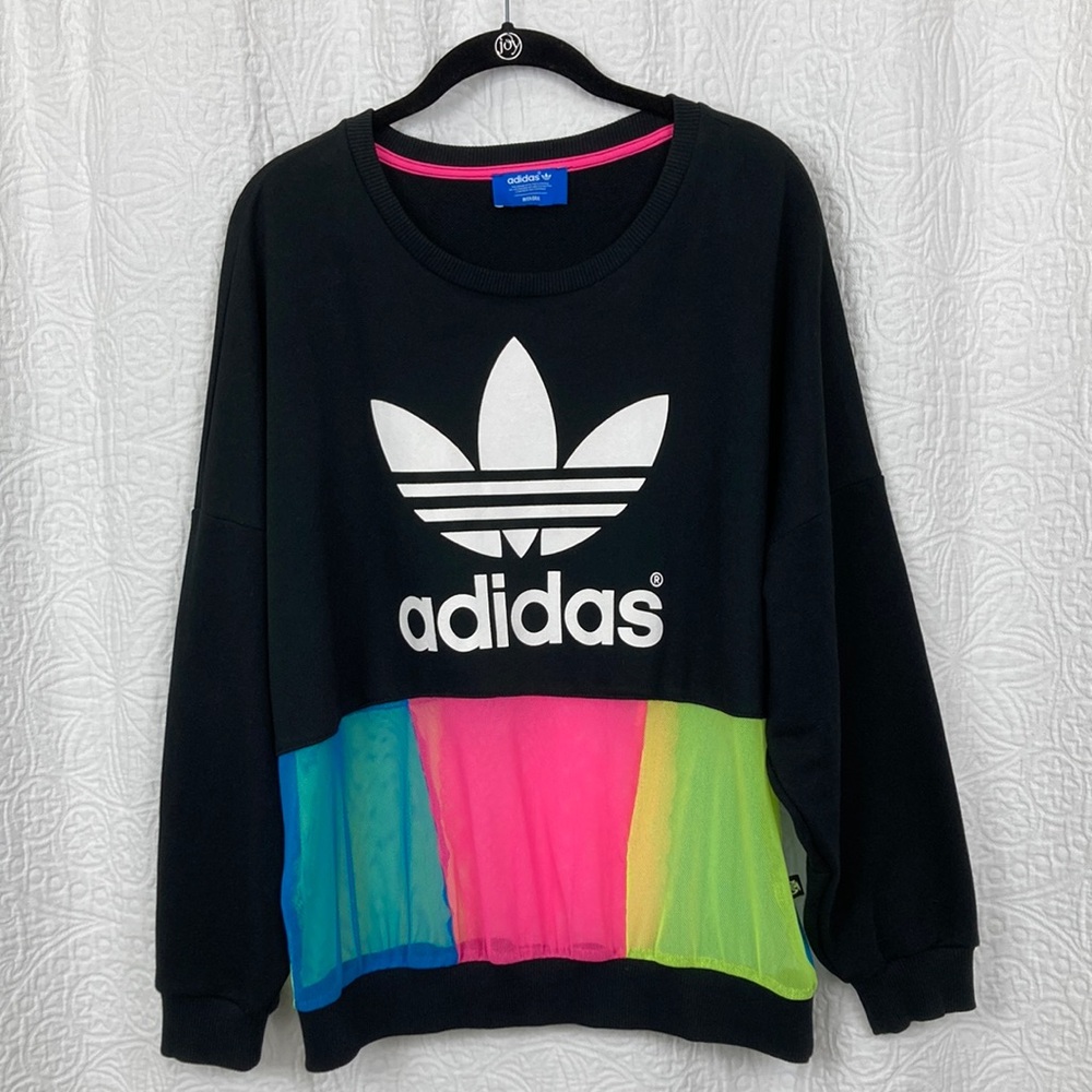 Adidas Rita Ora Women's Black Sweatshirt with Multicolor Sheer Accents